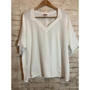 Oh My Gauze Boxy Top Womens XXL Neutral White Lagenlook Lagom Cropped Beachy